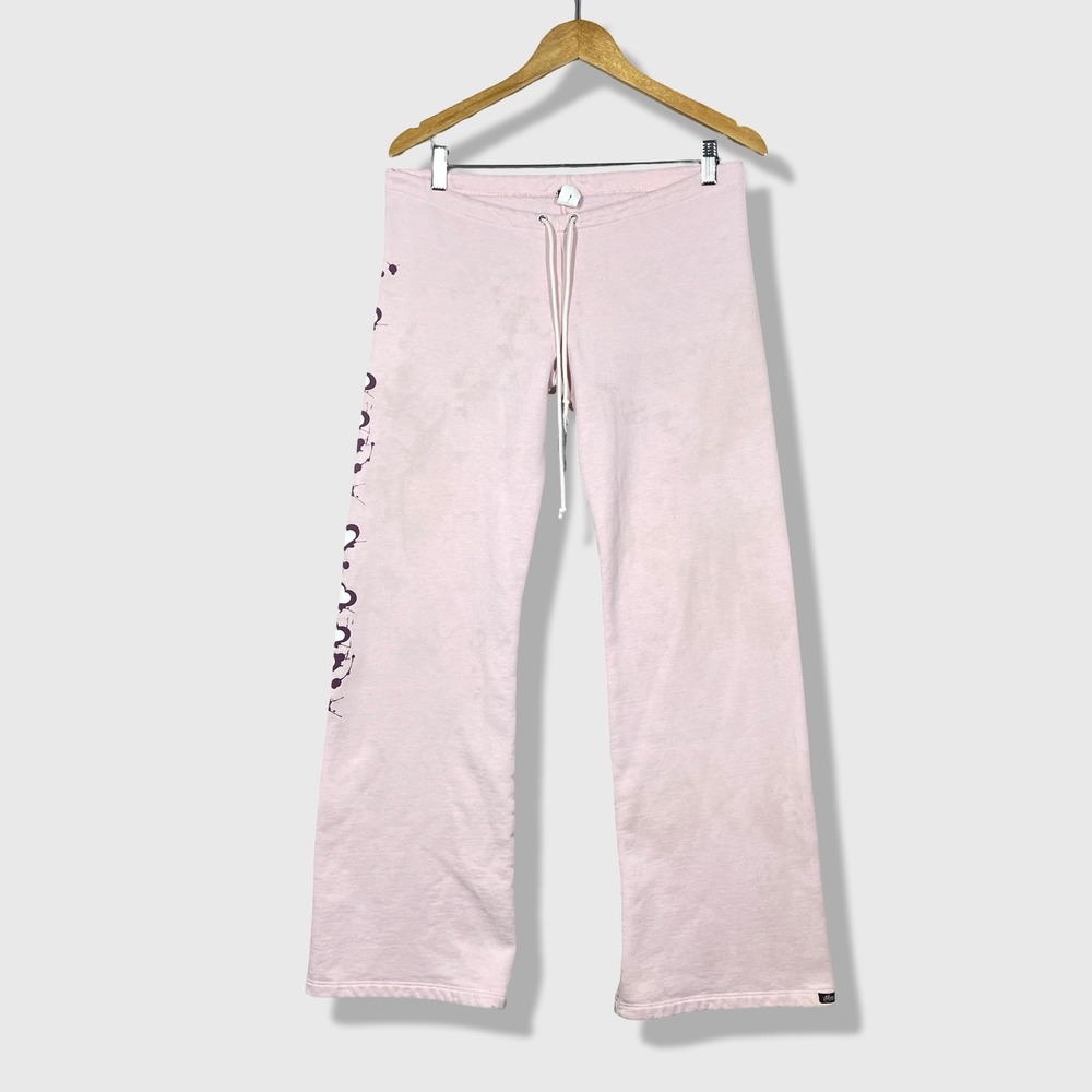No Fear Sweatpants Women L Pink Y2K Grunge Skater Streetwear Hearts So Cal